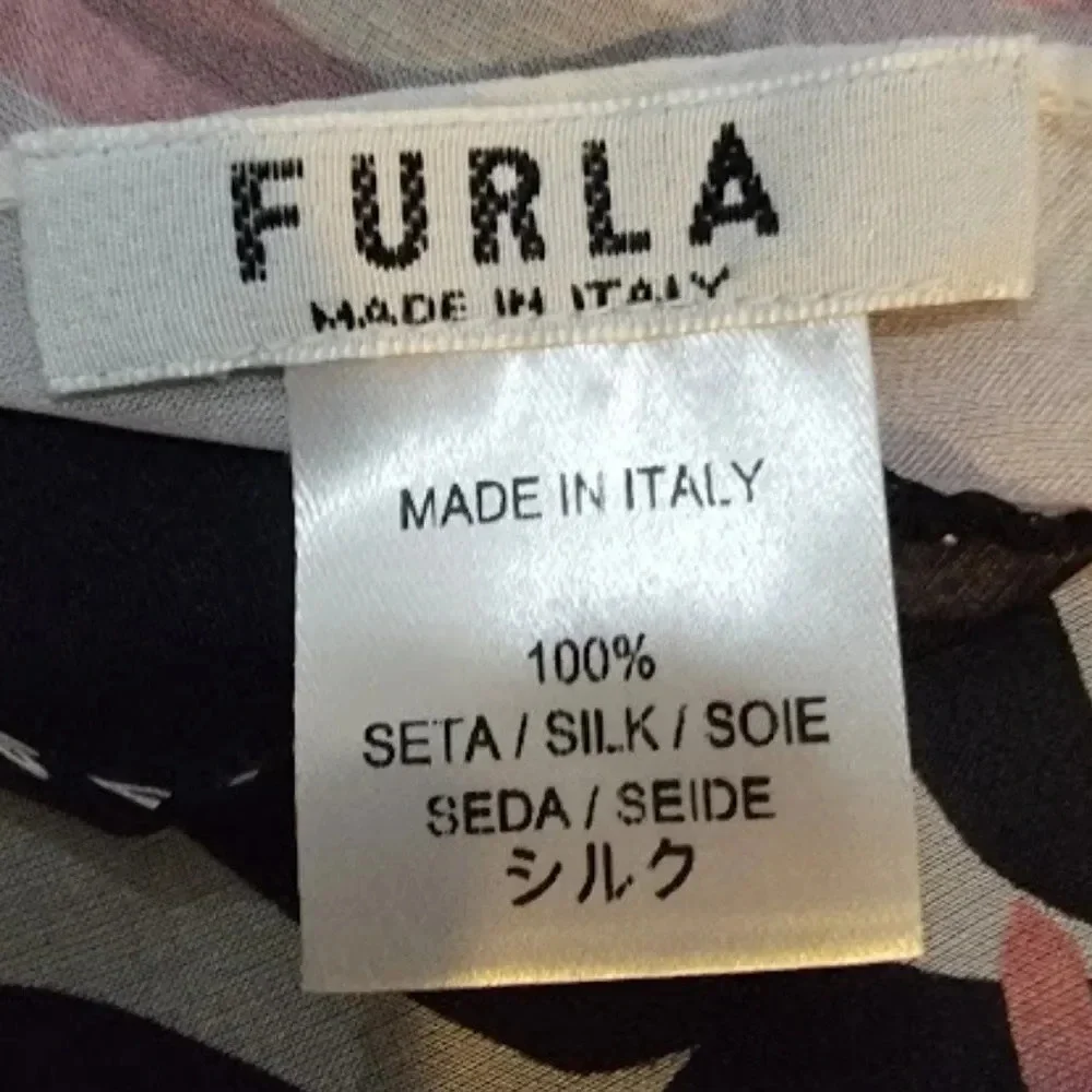 Furla Women's Black & pink 100% Silk Beautiful Scarf Size 37 L X  26W In…